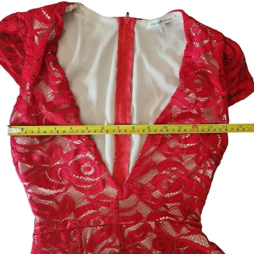 Charlotte Russe Red Lace Romper Extra Small - Picture 4 of 12